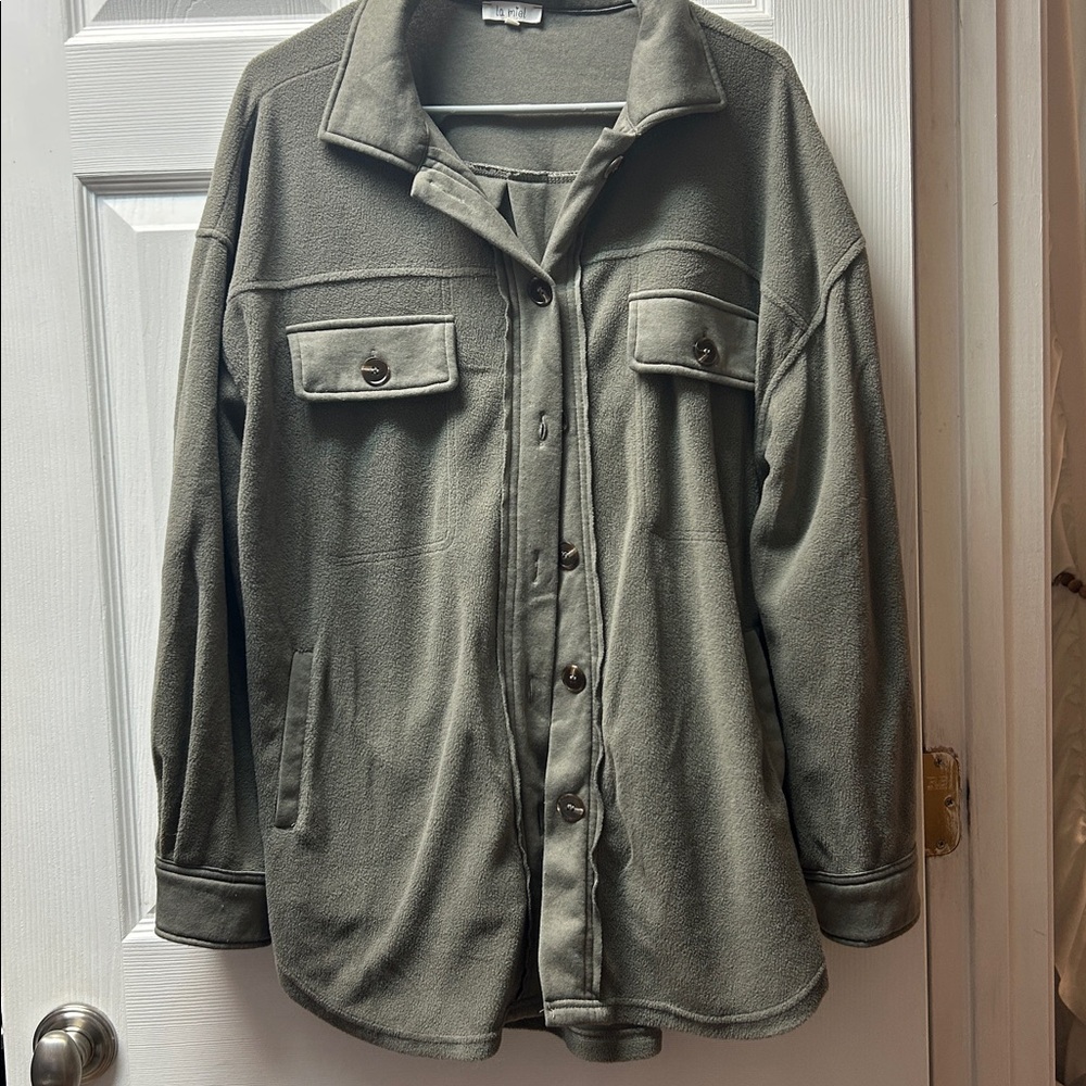 LA MIEL Sage Green Fleece Jacket